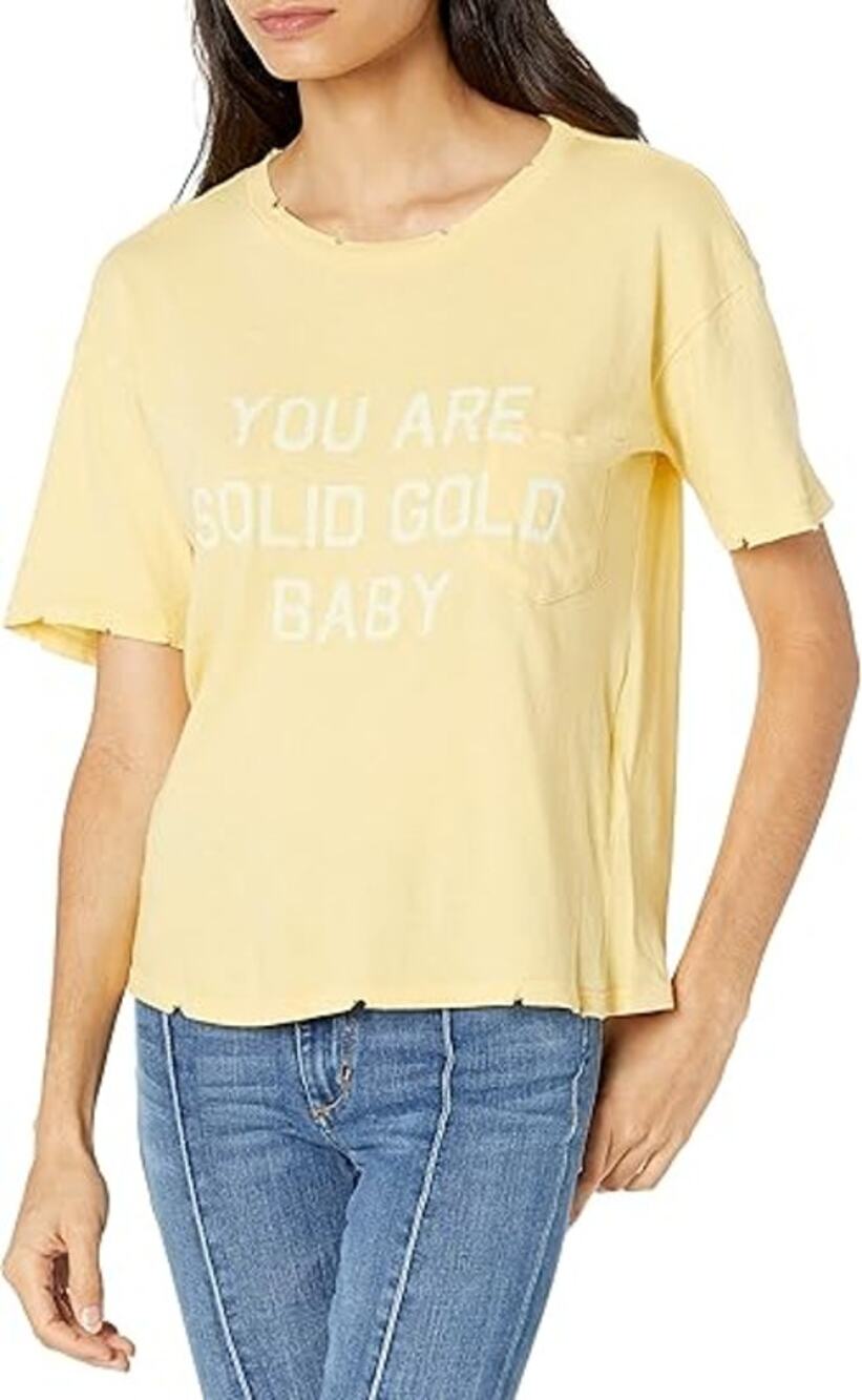 Billabong You Are Solid Gold Baby Tee Women S Yellow Hand Dyed Oversized Boho